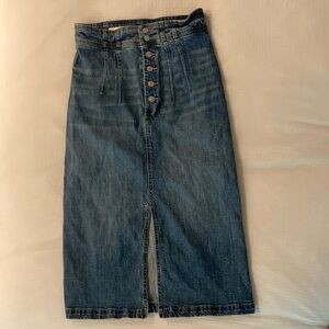 anthropologie x pilcro and the letterpress jean midi skirt